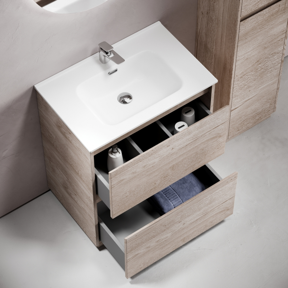 Тумба напольная под раковину SANCOS Libra Floor, дуб галифакс натуральный 690х450х840 мм, LB70FEG