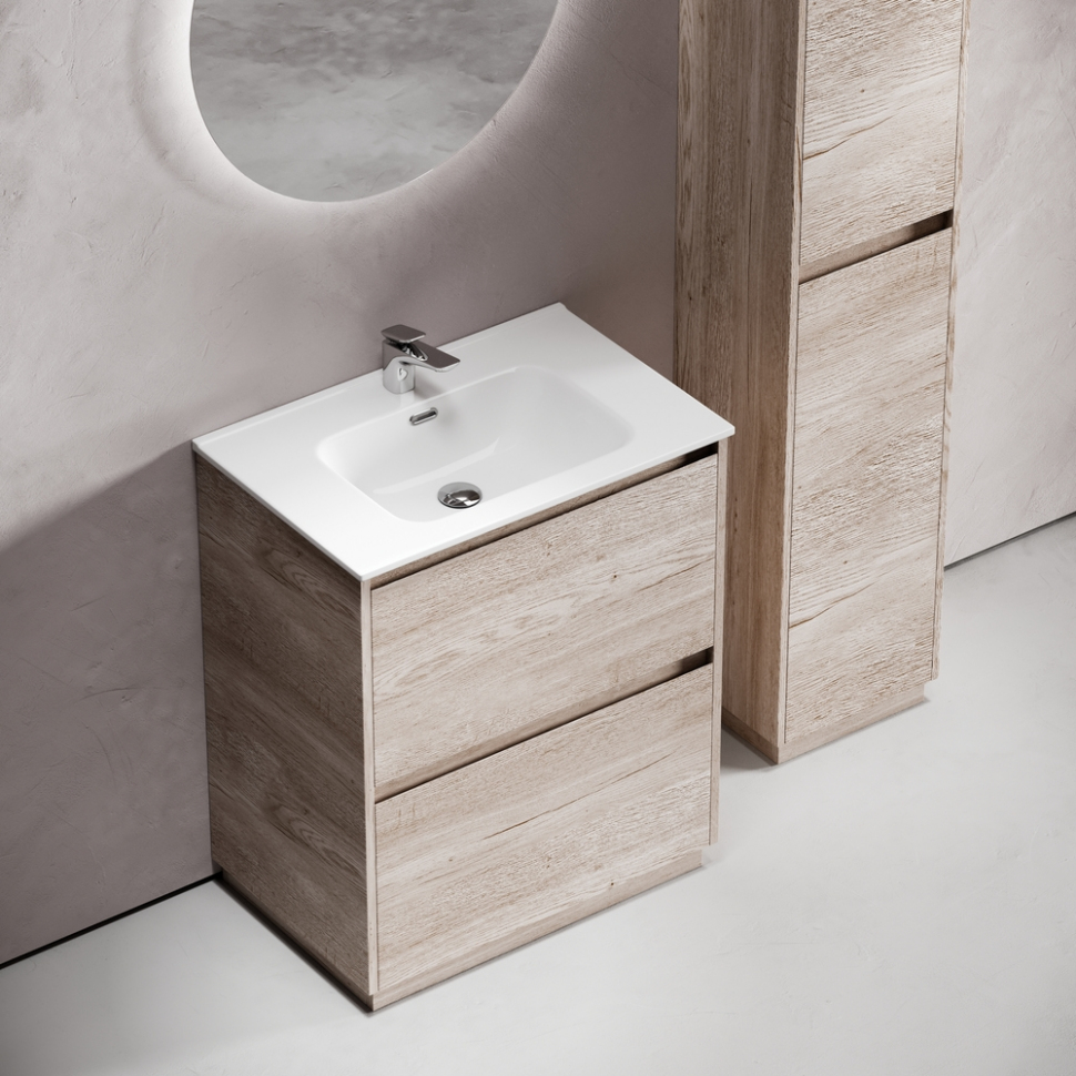 Тумба напольная под раковину SANCOS Libra Floor, дуб галифакс натуральный 690х450х840 мм, LB70FEG