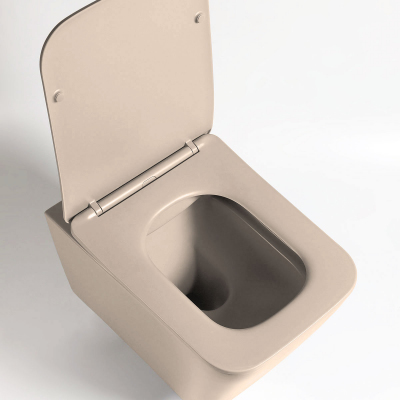 Унитаз подвесной Q-Line VT1-12MC безободковый, ультратонкое soft close сиденье, капучино матовый