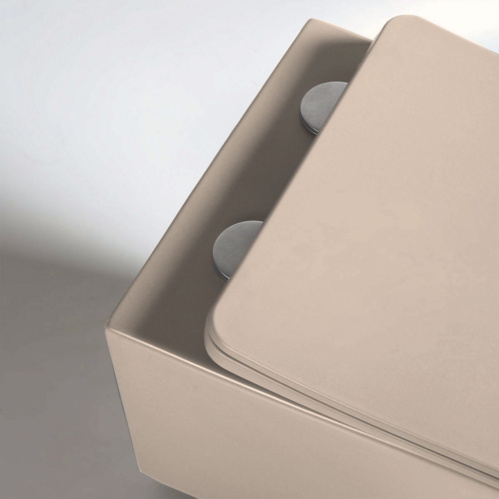 Унитаз подвесной Q-Line VT1-12MC безободковый, ультратонкое soft close сиденье, капучино матовый