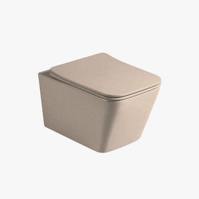 Унитаз подвесной Q-Line VT1-12MC безободковый, ультратонкое soft close сиденье, капучино матовый