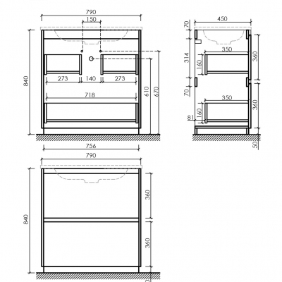 Тумба напольная под раковину SANCOS Libra Floor, дуб галифакс натуральный 790х450х840 мм, LB80FEG