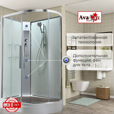 Душевая кабина AvaCan EM2811LNT 110x80 см без крыши прозрачная