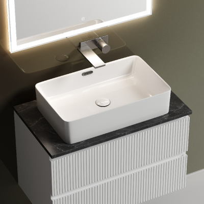 Тумба подвесная SANCOS Snob T, Bianco 790х445х500, под столешницу без отверстия под смеситель, цвет Black Sky, SNT80W