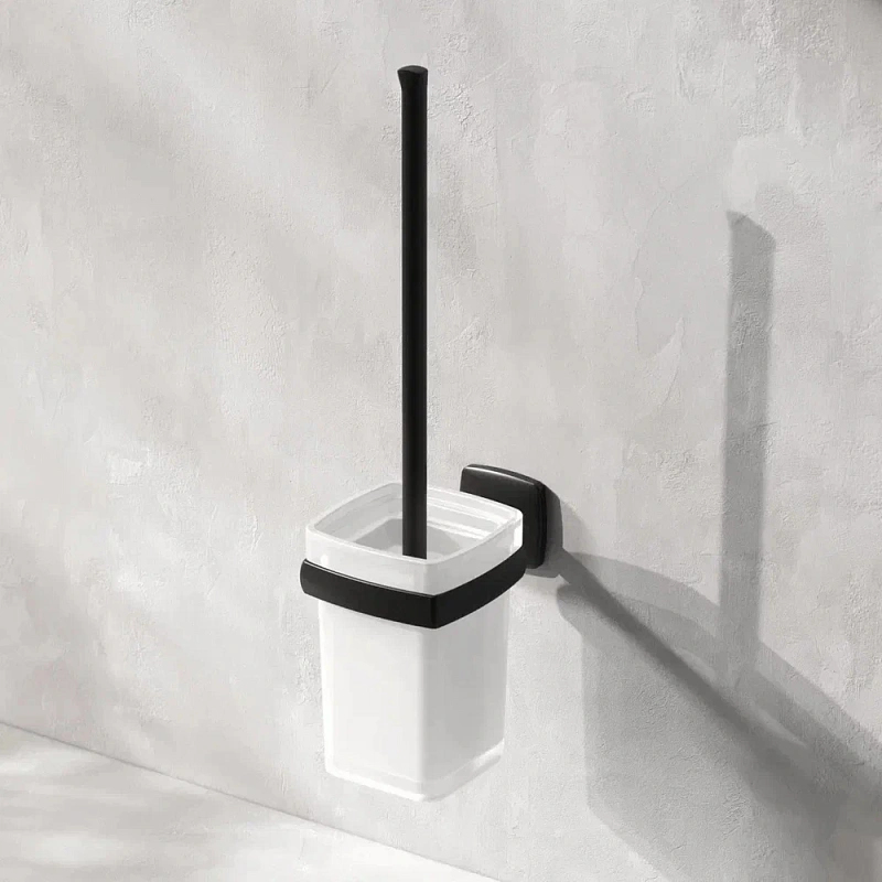 Ершик для унитаза AM.PM Gem A9033422 со стеклянной настенной подставкой, черный