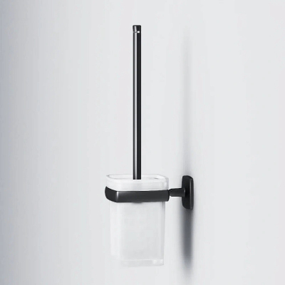 Ершик для унитаза AM.PM Gem A9033422 со стеклянной настенной подставкой, черный