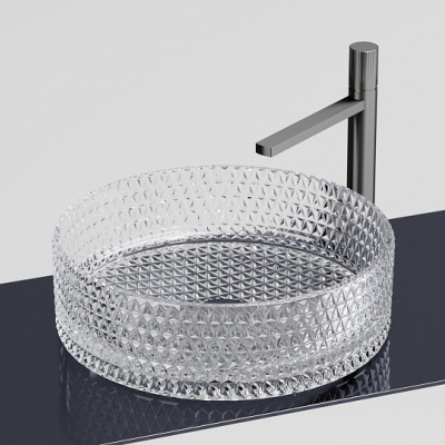 Умывальник CERAMICANOVA Cristal чаша накладная круглая (прозрачная) CN6062