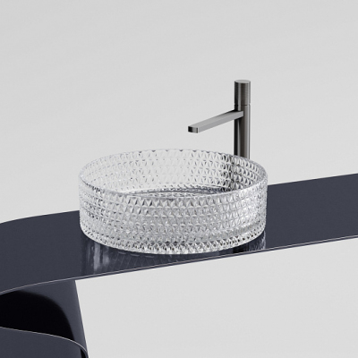 Умывальник CERAMICANOVA Cristal чаша накладная круглая (прозрачная) CN6062