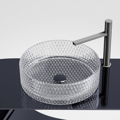 Умывальник CERAMICANOVA Cristal чаша накладная круглая (прозрачная) CN6062