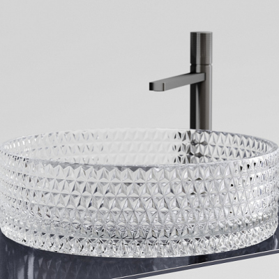 Умывальник CERAMICANOVA Cristal чаша накладная круглая (прозрачная) CN6062