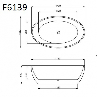 Ванна Frank F6139 173x103 отдельностоящая, 12529