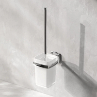 Ершик для унитаза AM.PM Gem A9033400 со стеклянной настенной подставкой, хром