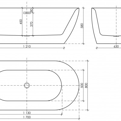 Ванна SANCOS Fusion акриловая отдельностоящая, белый 1700x800x580мм, FB03
