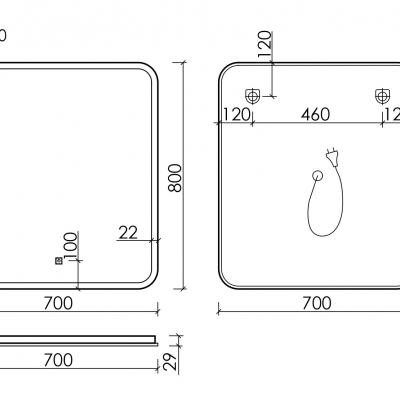 Зеркало SANCOS Arcadia с подсветкой 700х800, AR700