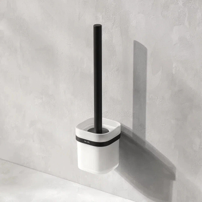 Ершик для унитаза AM.PM Func A8F33322 со стеклянной настенной подставкой, черный