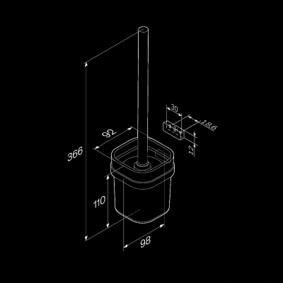 Ершик для унитаза AM.PM Func A8F33322 со стеклянной настенной подставкой, черный