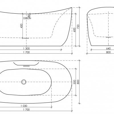 Ванна SANCOS Jazz акриловая отдельностоящая, белый 1700x800x720мм, FB17