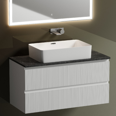 Тумба подвесная SANCOS Snob T, Bianco 995х445х500, под столешницу без отверстия под смеситель, цвет Black Sky, SNT100W