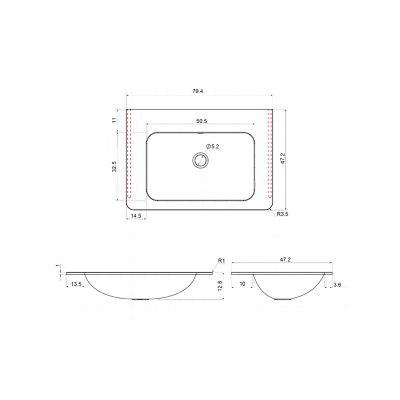 Раковина VCB-2VP800W из искусственного камня