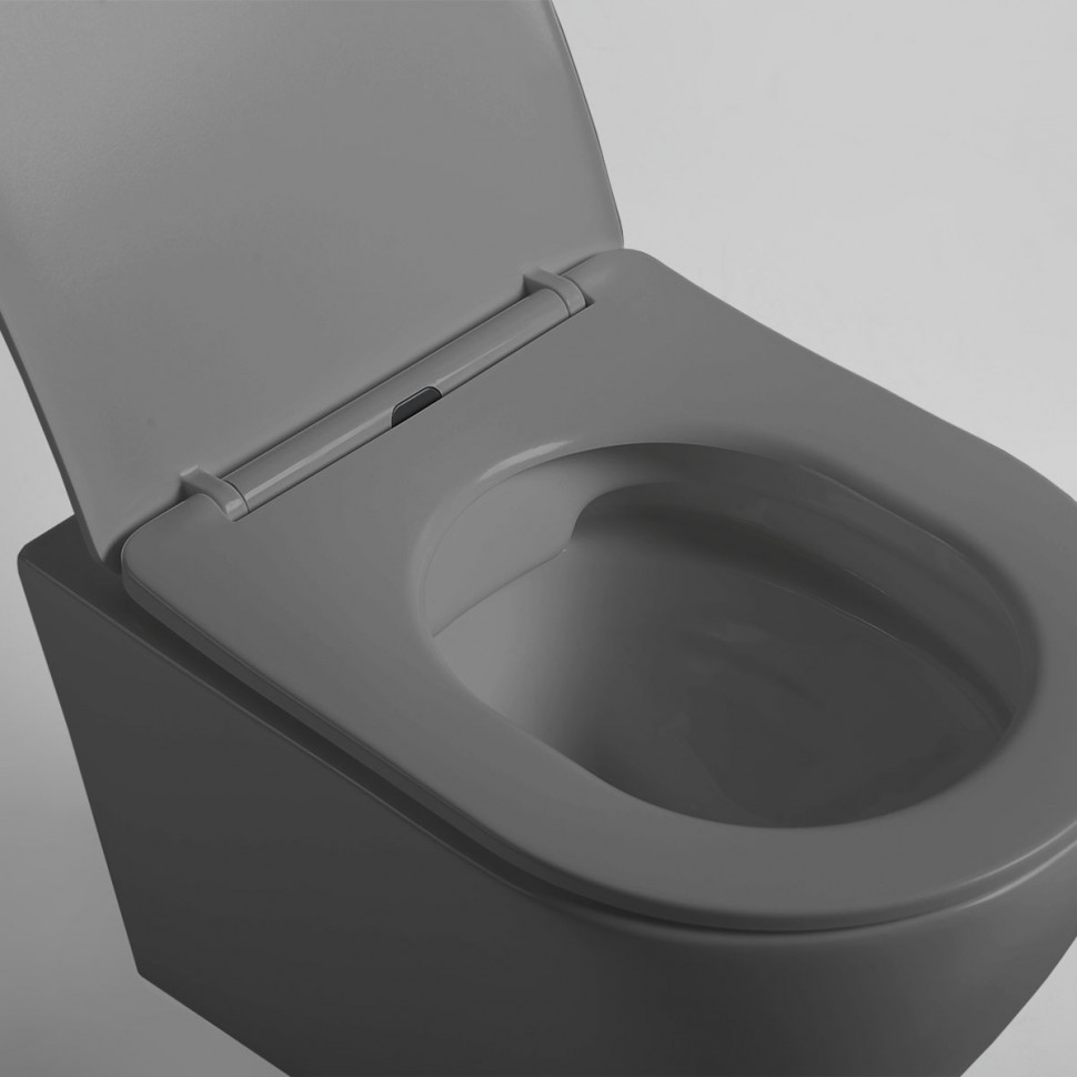 Унитаз подвесной Globo VT1-14SMA безободковый, ультратонкое сиденье soft-close, антрацит матовый