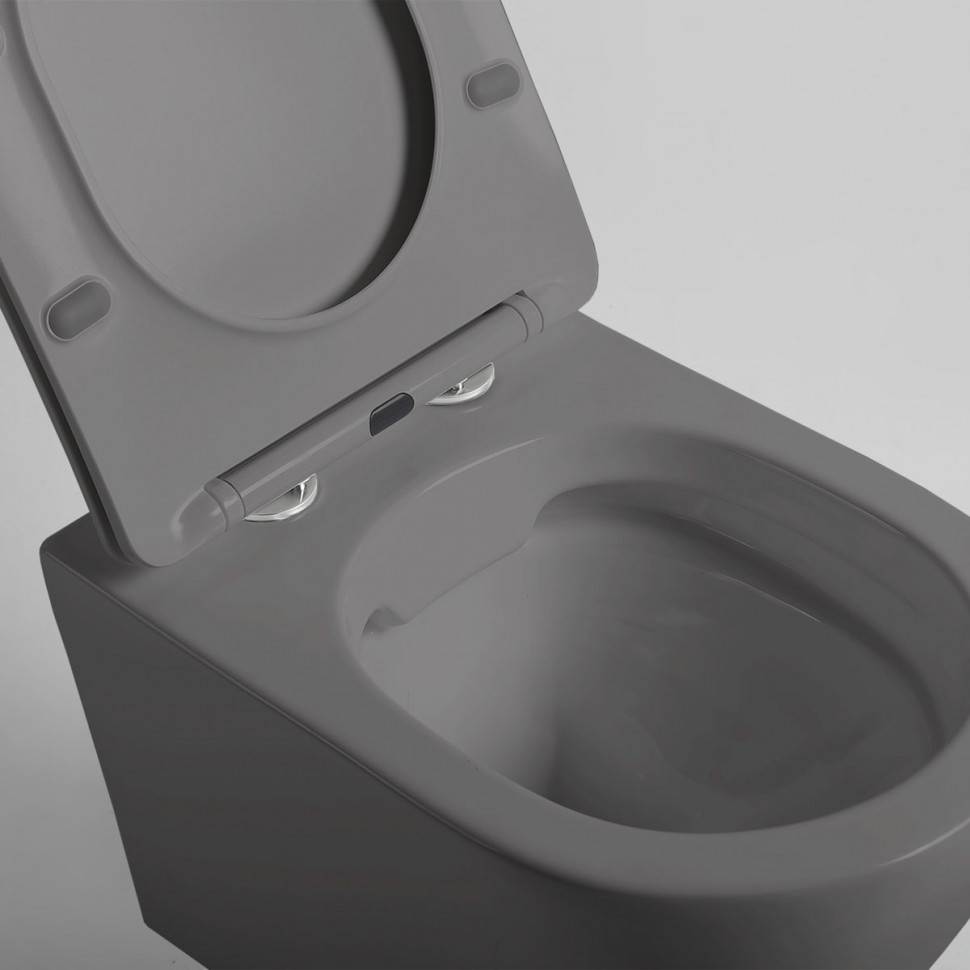 Унитаз подвесной Globo VT1-14SMA безободковый, ультратонкое сиденье soft-close, антрацит матовый