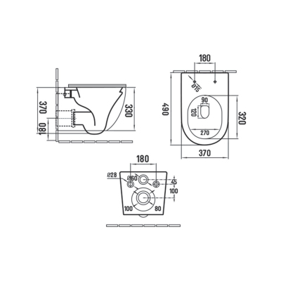 Унитаз подвесной Globo VT1-14SMA безободковый, ультратонкое сиденье soft-close, антрацит матовый