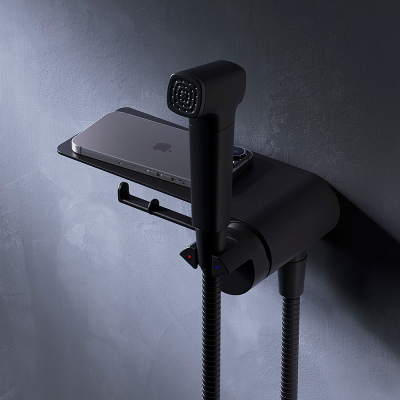 Гигиенический душ со смесителем AM.PM Func F0H8F922 черный встраиваемый, полка, шланг 1200, держатель туалетной бумаги