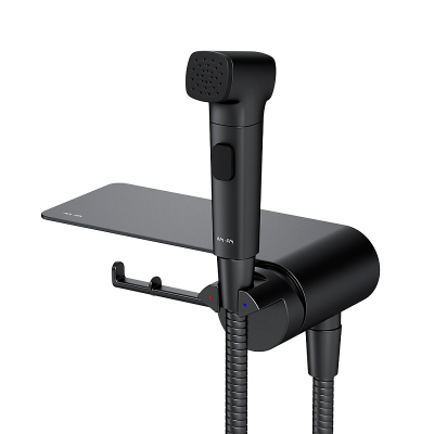 Гигиенический душ со смесителем AM.PM Func F0H8F922 черный встраиваемый, полка, шланг 1200, держатель туалетной бумаги