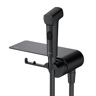 Гигиенический душ со смесителем AM.PM Func F0H8F922 черный встраиваемый, полка, шланг 1200, держатель туалетной бумаги
