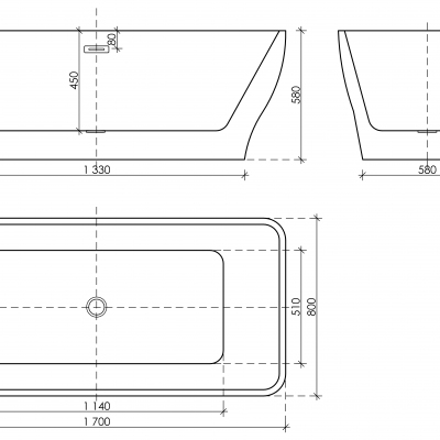 Ванна SANCOS Neo акриловая отдельностоящая, белый 1700x800x580мм, FB09