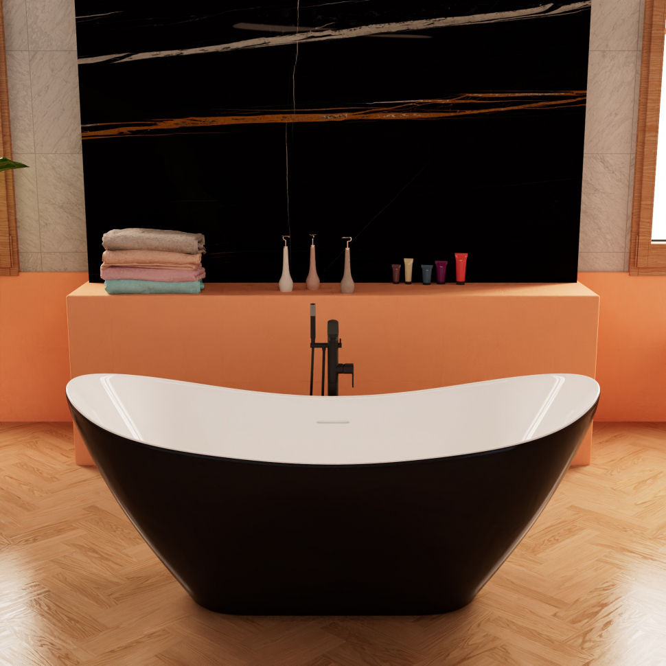 Ванна Frank F6107 Black/White 170x75 отдельностоящая, 12520