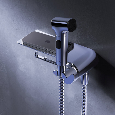 Гигиенический душ со смесителем AM.PM Func F0H8F900 хром встраиваемый, полка, шланг 1200, держатель туалетной бумаги