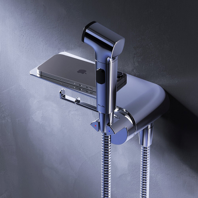 Гигиенический душ со смесителем AM.PM Func F0H8F900 хром встраиваемый, полка, шланг 1200, держатель туалетной бумаги