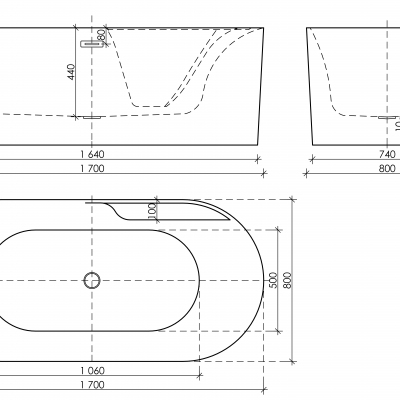 Ванна SANCOS Omega акриловая отдельностоящая, белый 1700x800x580мм, FB16