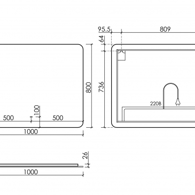Зеркало SANCOS c подсветкой Ray, 1000х800, RA1000
