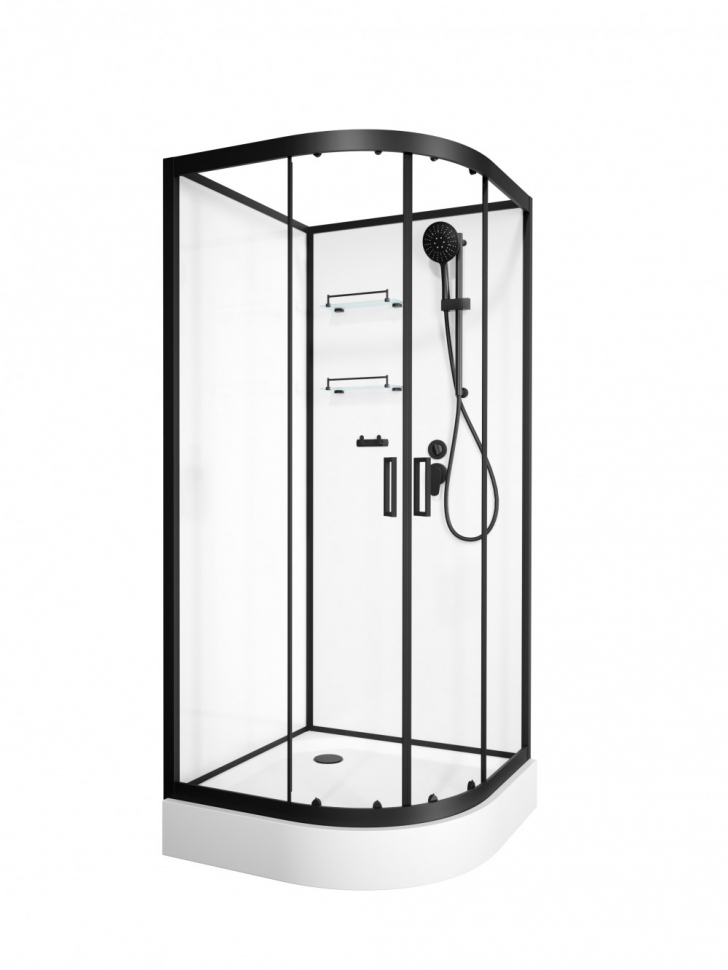 Душевая кабина Frank F408 Black без крыши 80x80 см, 800004