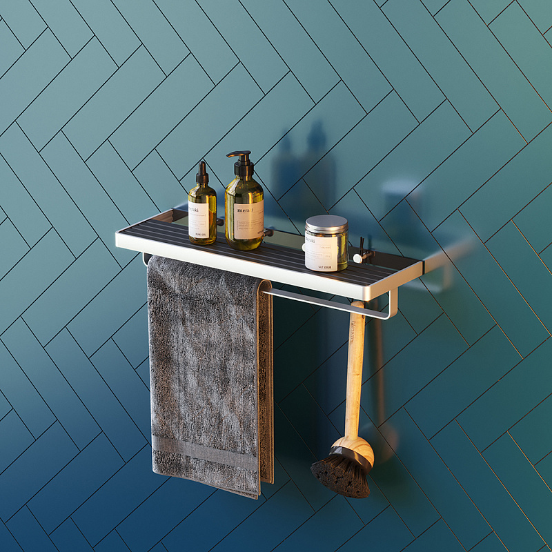 Полка для полотенец Damixa Jupiter DA7737700 с вешалкой, серебристая, черная