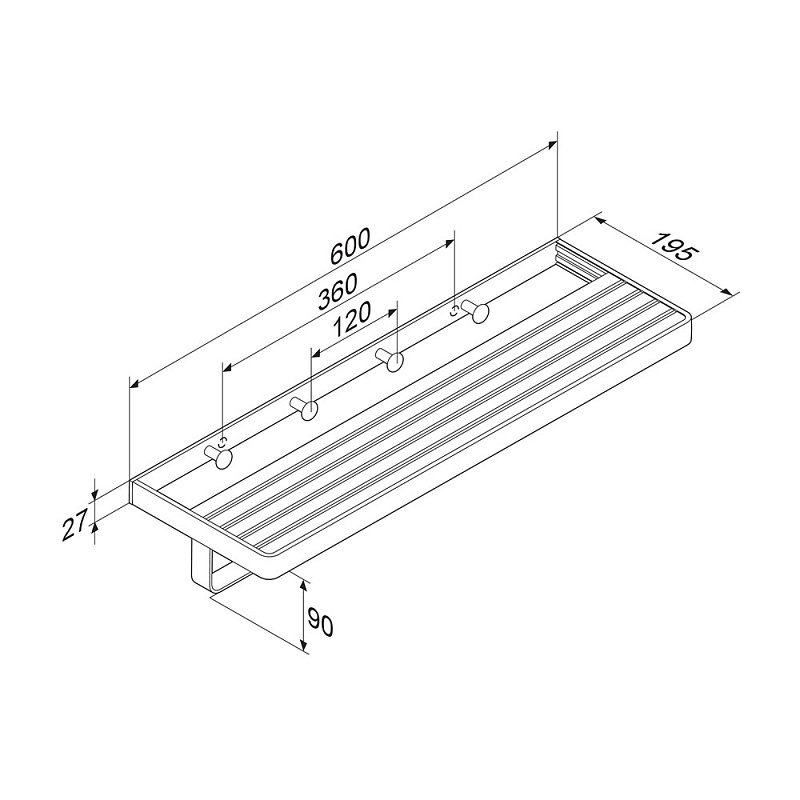 Полка для полотенец Damixa Jupiter DA7737700 с вешалкой, серебристая, черная