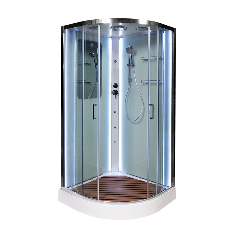 Душевая кабина DTO A 01 LED с кнопкой и гидромассажем (100x100)