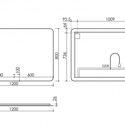 Зеркало SANCOS c подсветкой Ray, 1200х800, RA1200