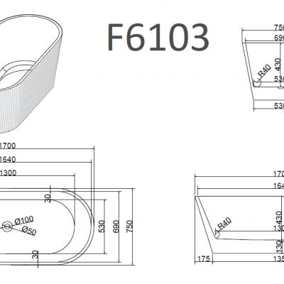 Ванна Frank F6103 White 170x75 отдельностоящая, 12513