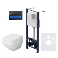Унитаз-биде подвесной безободковый с инсталляцией AM.PM Inspire 2.0 IS450A38.CCC50A сиденьем микролифт, черной сенс. клавишей