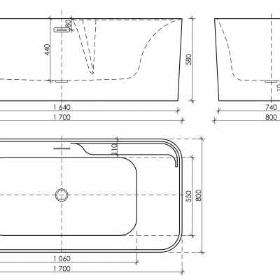 Ванна SANCOS Sigma акриловая отдельностоящая, белый 1700x800x580мм, FB15