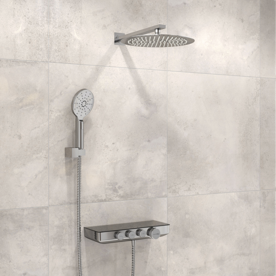 Встраиваемый комплект для душа с верхней душевой насадкой и лейкой Wasserkraft A7499.090.116.010.127.011 Thermo
