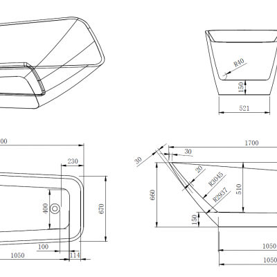Ванна Frank F6106 White 170x80 отдельностоящая, 12517