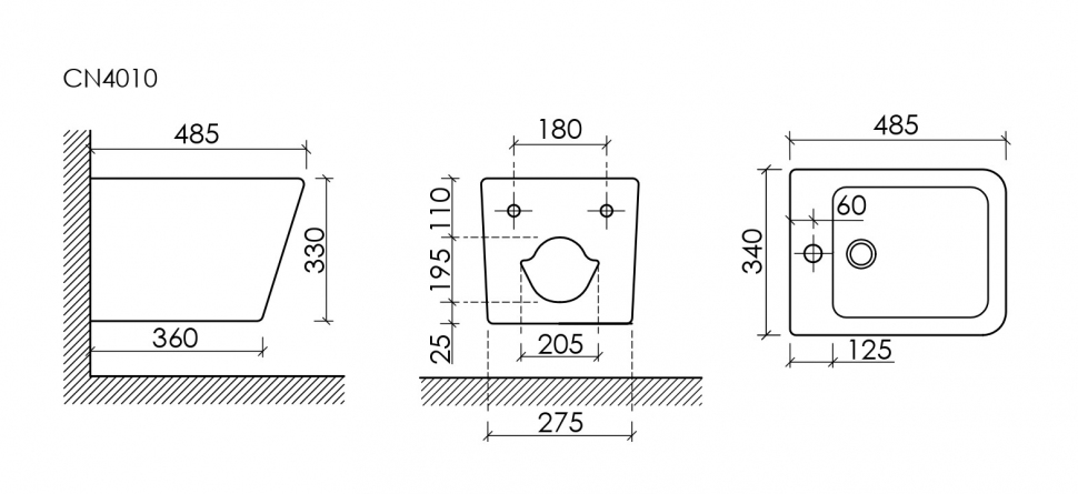 Подвесное биде CERAMICANOVA Union CN4010