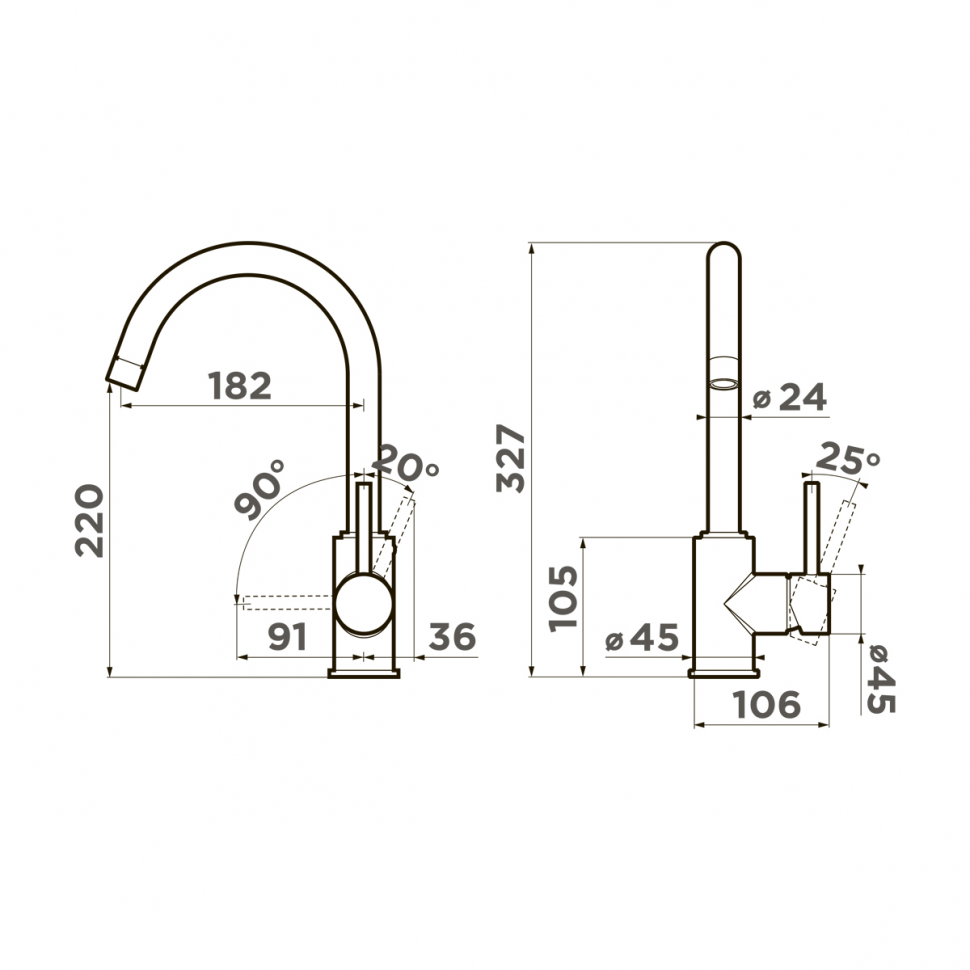 Смеситель для кухни Omoikiri Shinagawa-P-GR латунь/leningrad grey, 4974160