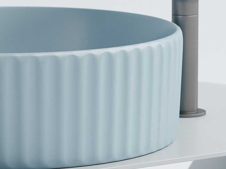 Умывальник CERAMICANOVA Element чаша накладная круглая (цвет Голубой Матовый) CN6057ML