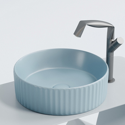 Умывальник CERAMICANOVA Element чаша накладная круглая (цвет Голубой Матовый) CN6057ML