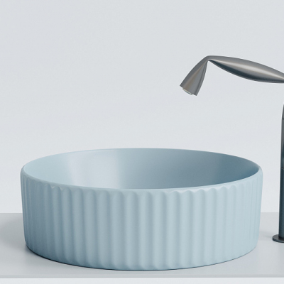 Умывальник CERAMICANOVA Element чаша накладная круглая (цвет Голубой Матовый) CN6057ML